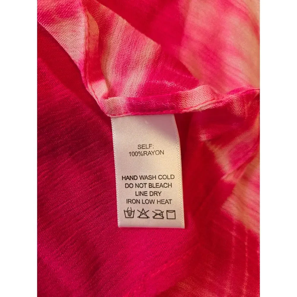 O/S EE:SOME Fuchsia White Tye Dye Ruana Kimono Coverup - Picture 6 of 6